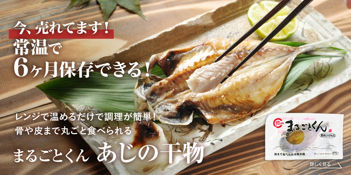マルコーフーズ・静岡県沼津産の干物・骨までまるごと食べられる焼き魚「まるごとくん」